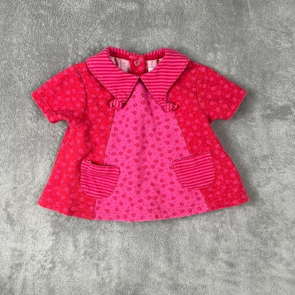 Vintage 1990s Gymboree Baby Dress Girls XS Pink Peter Pan Collar Collectible